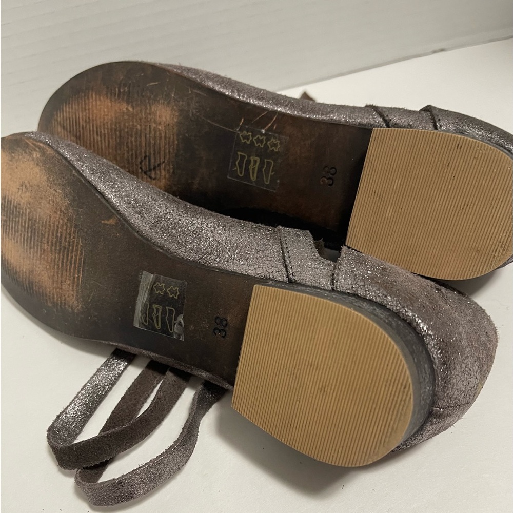 Free People Atlas Lace up Metallic Leather MaryJanes Women's Ballet Flats size 7 - Picture 7 of 8